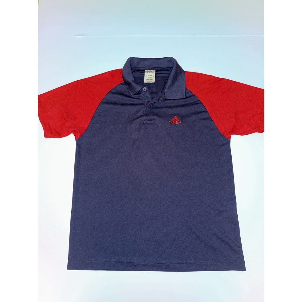 Adidas Men Large Polo Shirt Blue Red Colorblock Golf Logo Athleisure Active Top